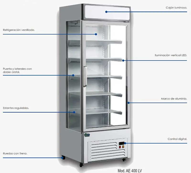 Armario expositor refrigerado lateral de vidrio AE 400 LV FRED