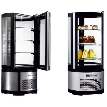 Vitrina refrigerada redonda 105L 3 estantes de vidrio 480X480X1030h mm Pekín