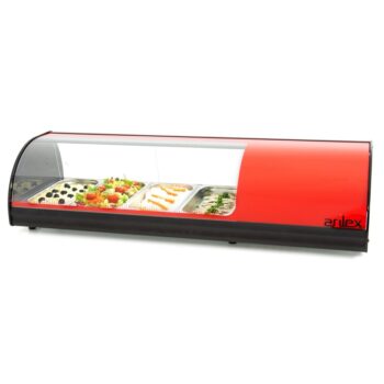 Vitrina refrigerada de tapas ARILEX 4 bandejas color rojo