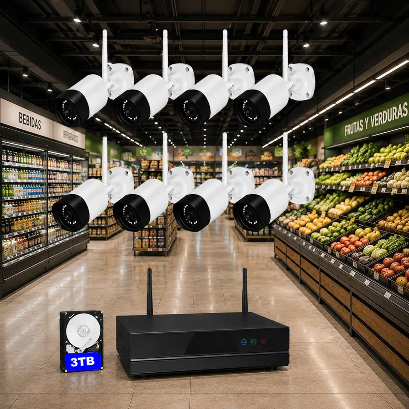 Sistema de videovigilancia WiFi para comercios - 8 cámaras 5MP, cobertura total y sin cuotas - Imagen 3