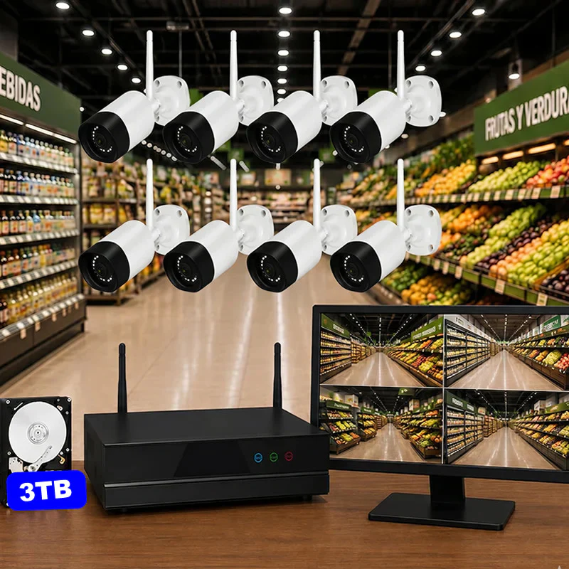 Sistema de videovigilancia WiFi para comercios - 8 cámaras 5MP, cobertura total y sin cuotas - Imagen 4