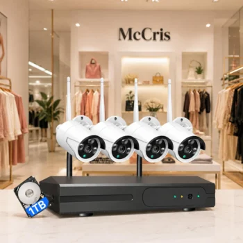 Sistema de videovigilancia WiFi para comercios — 4 cámaras desde 279€ + IVA, todo incluido y sin cuotas