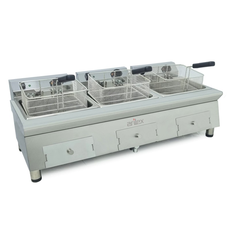 Freidora eléctrica 12+12+12l 7,5+7,5+7,5kw trifásica Línea 600 100FRE121212GTR