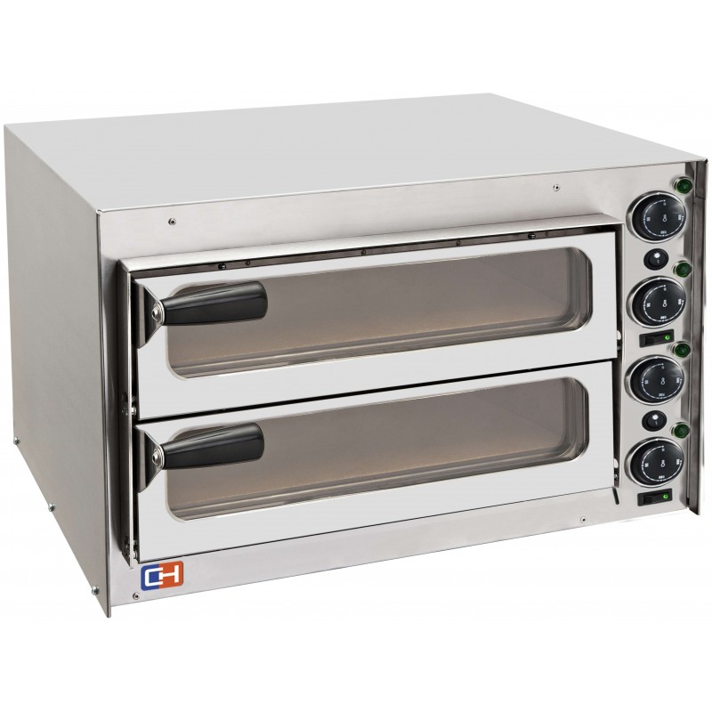 Horno Eléctrico de Pizza Compacto 2 pizza diámetro 35cm Aveiro FP35PV con puerta de cristal