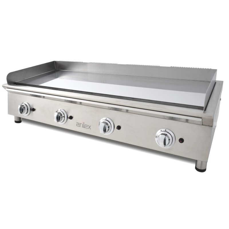 Frytop a gas ARILEX 130 cm, acero de 15 mm con baño de cromo duro, línea 600