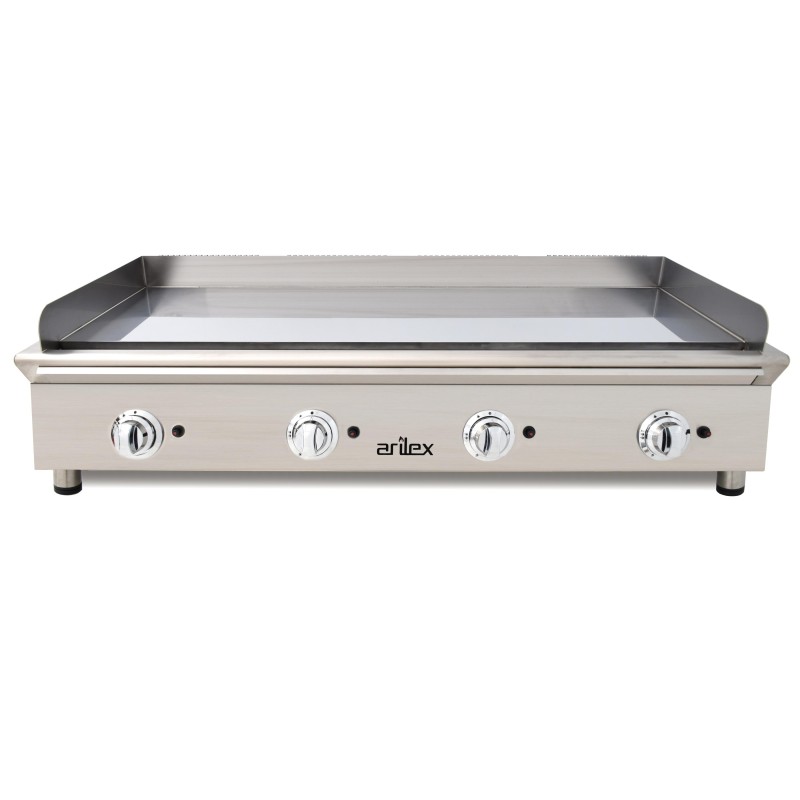 Frytop a gas ARILEX 130 cm, acero de 15 mm con baño de cromo duro, línea 600