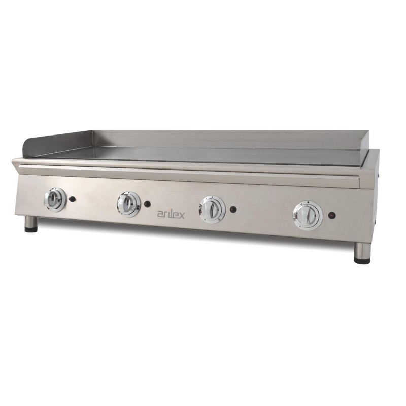 Frytop a gas ARILEX 130 cm, acero de 15 mm con baño de cromo duro, línea 600