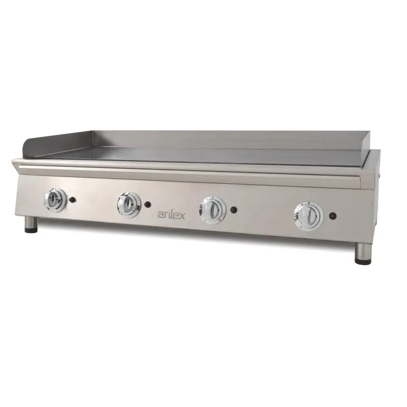 Frytop a gas ARILEX 130 cm, acero de 15 mm con baño de cromo duro, línea 600