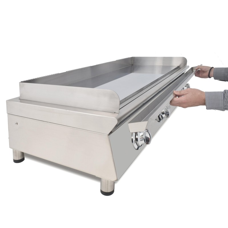 Frytop a gas ARILEX 130 cm, acero de 15 mm con baño de cromo duro, línea 600