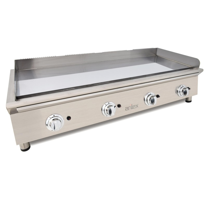Frytop a gas ARILEX 130 cm, acero de 15 mm con baño de cromo duro, línea 600