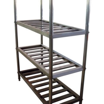 Estantería de pie de acero inoxidable AISI 304 de 1500 mm con estantes de tubo