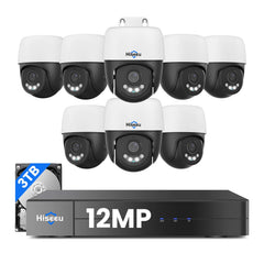 Kit Hiseeu PoE 8 cámaras PTZ 12 MP PK-8YHD912-CT