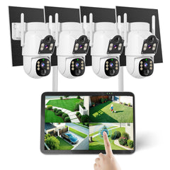 Kit Hiseeu solar 4 cámaras y monitor 10 pulgadas WK-10CA-4TS804-EG