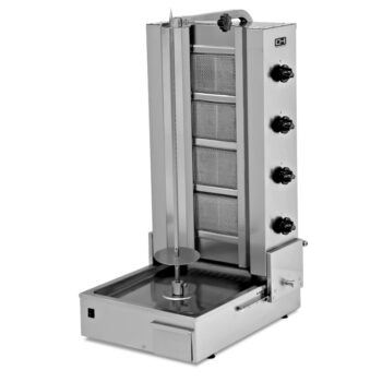 Máquina de kebab a gas de 4 quemadores con motor inferior y base ajustable