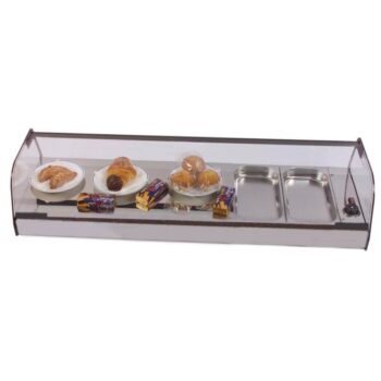 Vitrina calienta tapas con la bandeja plana enteriza de acero inoxidable instalada
