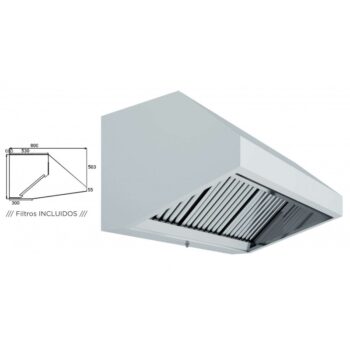 Campana extractora mural de acero inoxidable de 1000 x 800 mm sin turbina