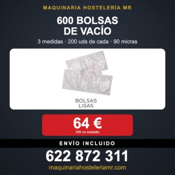 Pack de 600 bolsas de vacío lisas en tres medidas