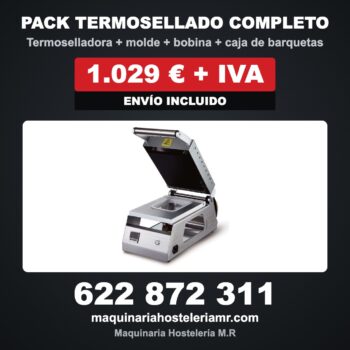 Pack de termosellado completo: termoselladora, molde, film y barquetas