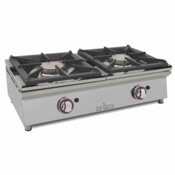 Cocina a gas de sobremesa de 2 fuegos de 5,8 kW y 80 cm de ancho