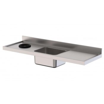 Fregadero industrial con aro de desbarazado sin mueble