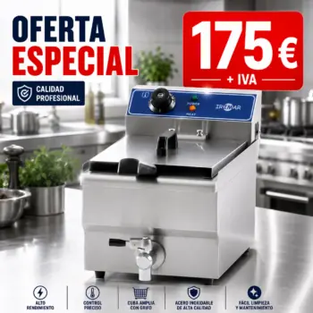Freidora eléctrica de sobremesa de 6 litros con grifo de vaciado en oferta
