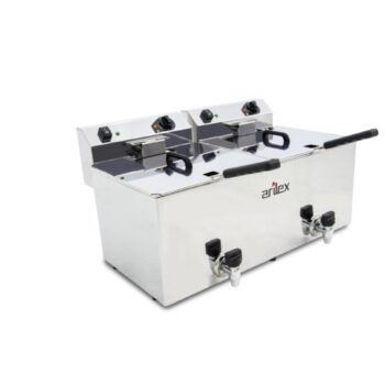 Freidora eléctrica de sobremesa doble 12 + 12 litros con grifo