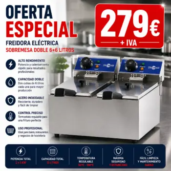 Freidora eléctrica de sobremesa doble de 6 + 6 litros en oferta