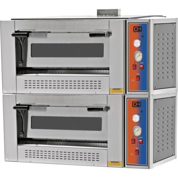 Horno de pizza a gas de dos cámaras para 8 pizzas de 30 cm de diámetro