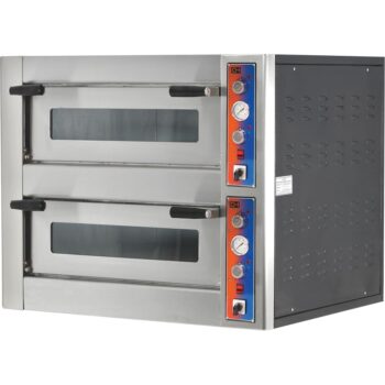 Horno de pizza eléctrico de dos cámaras para 12 pizzas de 30 cm de diámetro
