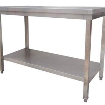 Mesa central de trabajo de acero inoxidable con estante