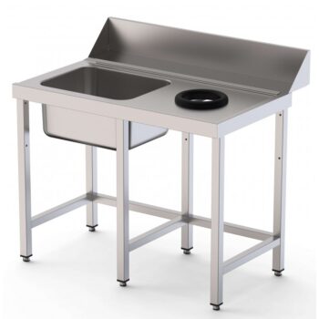 Mesa de prelavado para lavavajillas de 1100 mm con cubeta