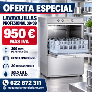 Oferta lavavajillas profesional de cesta 39x39 por 950 euros más IVA
