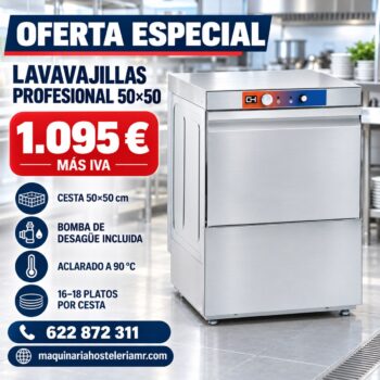 Oferta lavavajillas profesional de cesta 50x50 por 1.095 euros más IVA