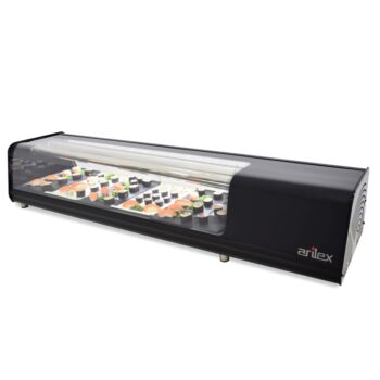 Vitrina refrigerada para sushi de 6 bandejas GN 1/3 con encimera de cristal