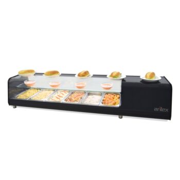 Vitrina refrigerada de tapas de doble exposición con 6 cubetas GN 1/3
