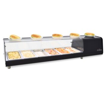 Vitrina refrigerada de tapas de placa lisa de 1.808 mm con encimera de 26 cm