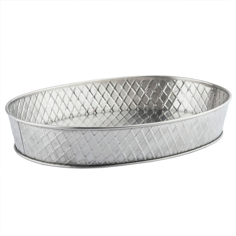 Bandeja ovalada TableCraft Lattice de acero inoxidable, 24,1 x 15,2 cm