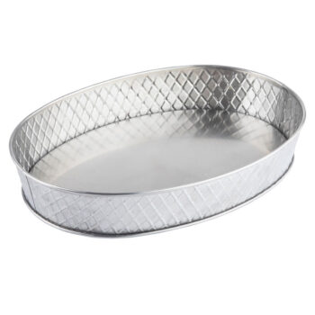 Bandeja ovalada TableCraft Lattice de acero inoxidable, 30,5 x 22,8 cm