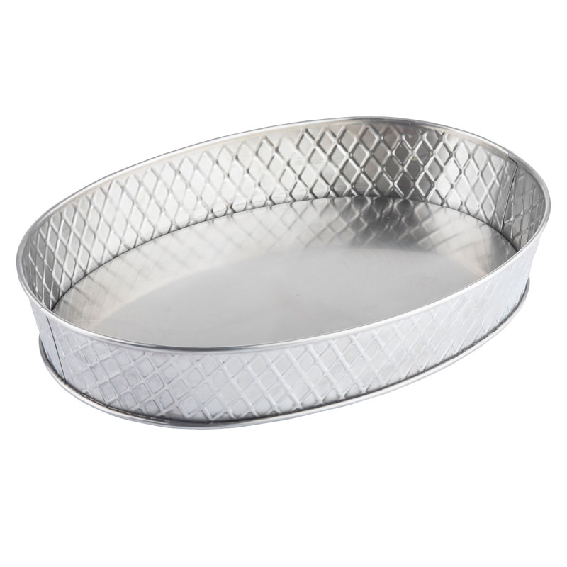 Bandeja ovalada TableCraft Lattice de acero inoxidable, 30,5 x 22,8 cm