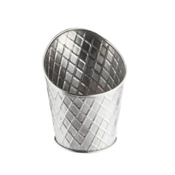 Envase redondo para patatas y fritos TableCraft Lattice de acero inoxidable