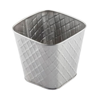 Envase cuadrado para patatas y fritos TableCraft Lattice de acero inoxidable