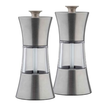 Set de 2 molinillos de sal y pimienta TableCraft de acero cepillado y acrílico, 13 cm