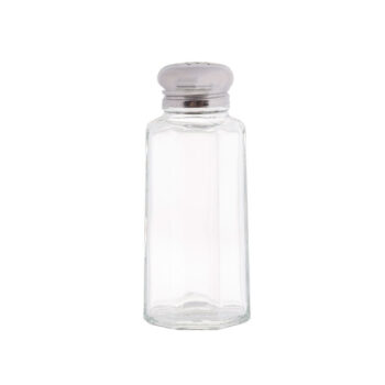 Salero y pimentero panelado TableCraft de vidrio con tapa de acero, 60 ml