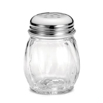 Dispensador TableCraft de vidrio con relieve y tapa cromada perforada, 180 ml
