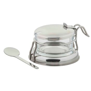 Tarro TableCraft de cristal para condimentos con tapa y cuchara, 180 ml