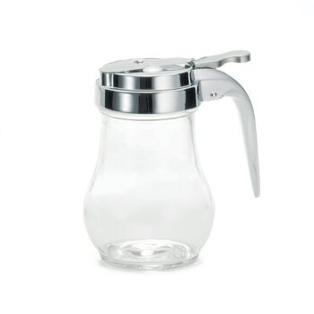 Dispensador de sirope TableCraft de vidrio con tapa cromada, 180 ml
