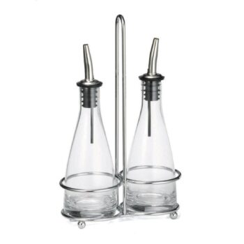 Juego de 2 botellas 611 con soporte cromado TableCraft, 2 x 180 ml