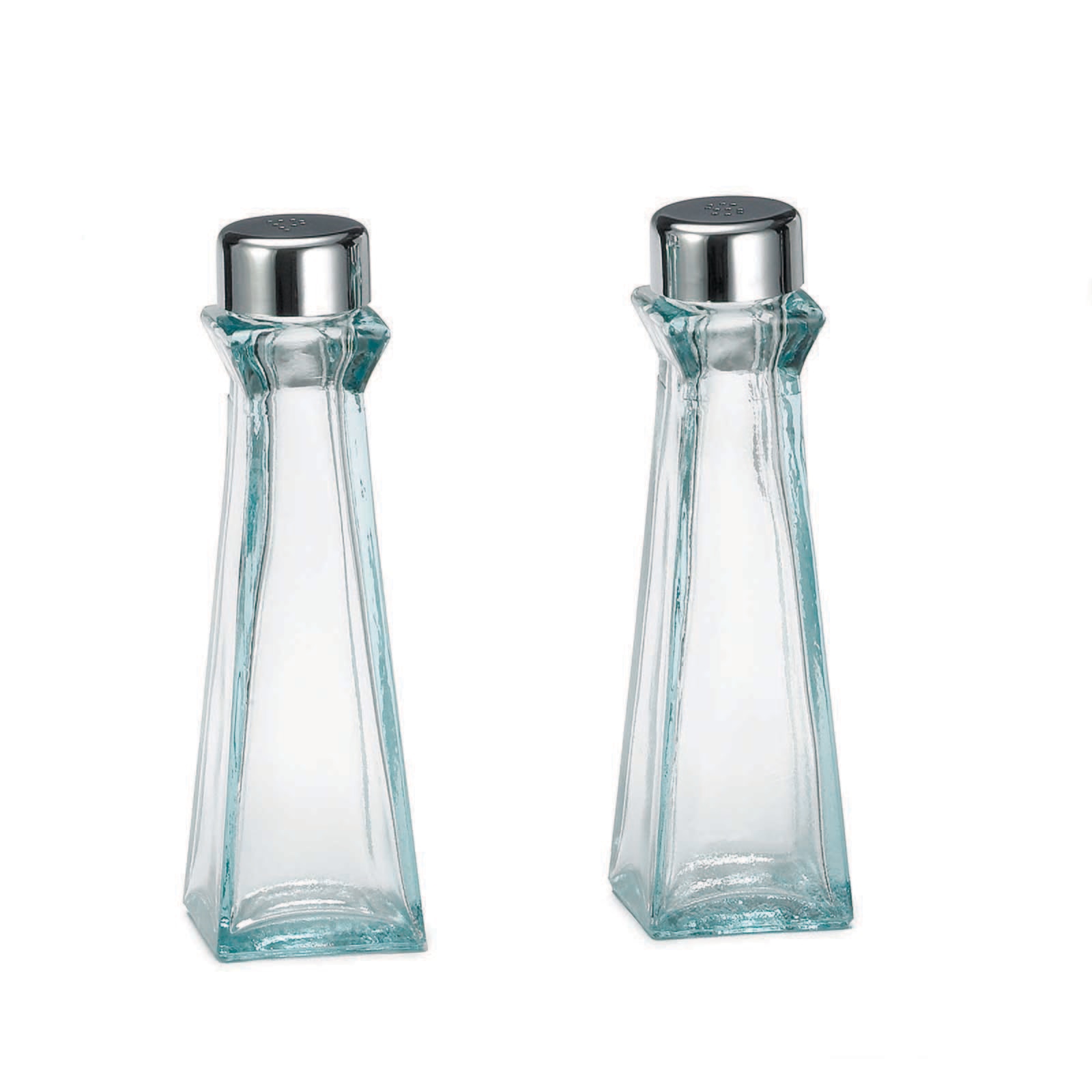 Salero y pimentero TableCraft de vidrio con tapa ABS cromada, 90 ml