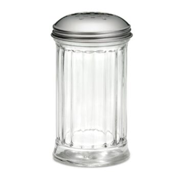 Salero y pimentero TableCraft de vidrio estriado con tapa perforada, 355 ml