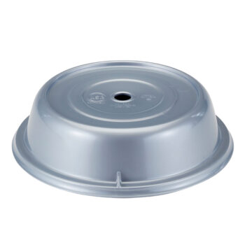 Cubreplatos redondo Cambro Camwear de policarbonato, Ø 25,4 cm, 7 cm de alto plata metalizado